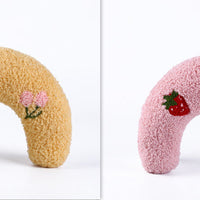 HKM-6653757 U-Shaped Cat Pillow for Cervical Support - Soft Polyester & PP Cotton, 24x20x7cm - Available in White, Pink, Blue, Yellow