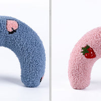 HKM-6653757 U-Shaped Cat Pillow for Cervical Support - Soft Polyester & PP Cotton, 24x20x7cm - Available in White, Pink, Blue, Yellow