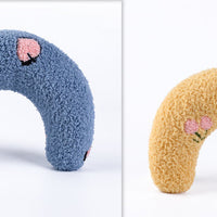 HKM-6653757 U-Shaped Cat Pillow for Cervical Support - Soft Polyester & PP Cotton, 24x20x7cm - Available in White, Pink, Blue, Yellow