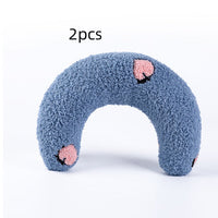 HKM-6653757 U-Shaped Cat Pillow for Cervical Support - Soft Polyester & PP Cotton, 24x20x7cm - Available in White, Pink, Blue, Yellow