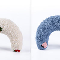 HKM-6653757 U-Shaped Cat Pillow for Cervical Support - Soft Polyester & PP Cotton, 24x20x7cm - Available in White, Pink, Blue, Yellow