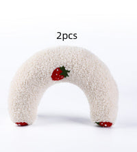 HKM-6653757 U-Shaped Cat Pillow for Cervical Support - Soft Polyester & PP Cotton, 24x20x7cm - Available in White, Pink, Blue, Yellow