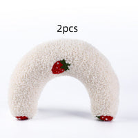 HKM-6653757 U-Shaped Cat Pillow for Cervical Support - Soft Polyester & PP Cotton, 24x20x7cm - Available in White, Pink, Blue, Yellow