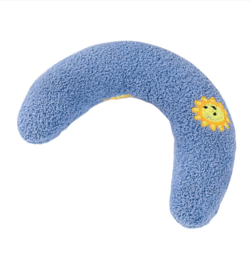 HKM-6653757 U-Shaped Cat Pillow for Cervical Support - Soft Polyester & PP Cotton, 24x20x7cm - Available in White, Pink, Blue, Yellow