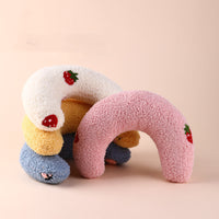 HKM-6653757 U-Shaped Cat Pillow for Cervical Support - Soft Polyester & PP Cotton, 24x20x7cm - Available in White, Pink, Blue, Yellow