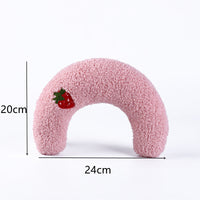 HKM-6653757 U-Shaped Cat Pillow for Cervical Support - Soft Polyester & PP Cotton, 24x20x7cm - Available in White, Pink, Blue, Yellow