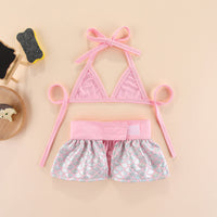 HKM-6654525 Pet Beach Bikini Set in Pink and Purple - Polyester Skirt for Dogs in Multiple Sizes