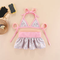 HKM-6654525 Pet Beach Bikini Set in Pink and Purple - Polyester Skirt for Dogs in Multiple Sizes