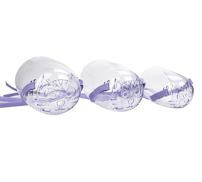 HKM-6654909 Purple Cat Eye Mask with Anti-Bite Cover - Set of 3 Sizes S/M/L for Bathing and Injection