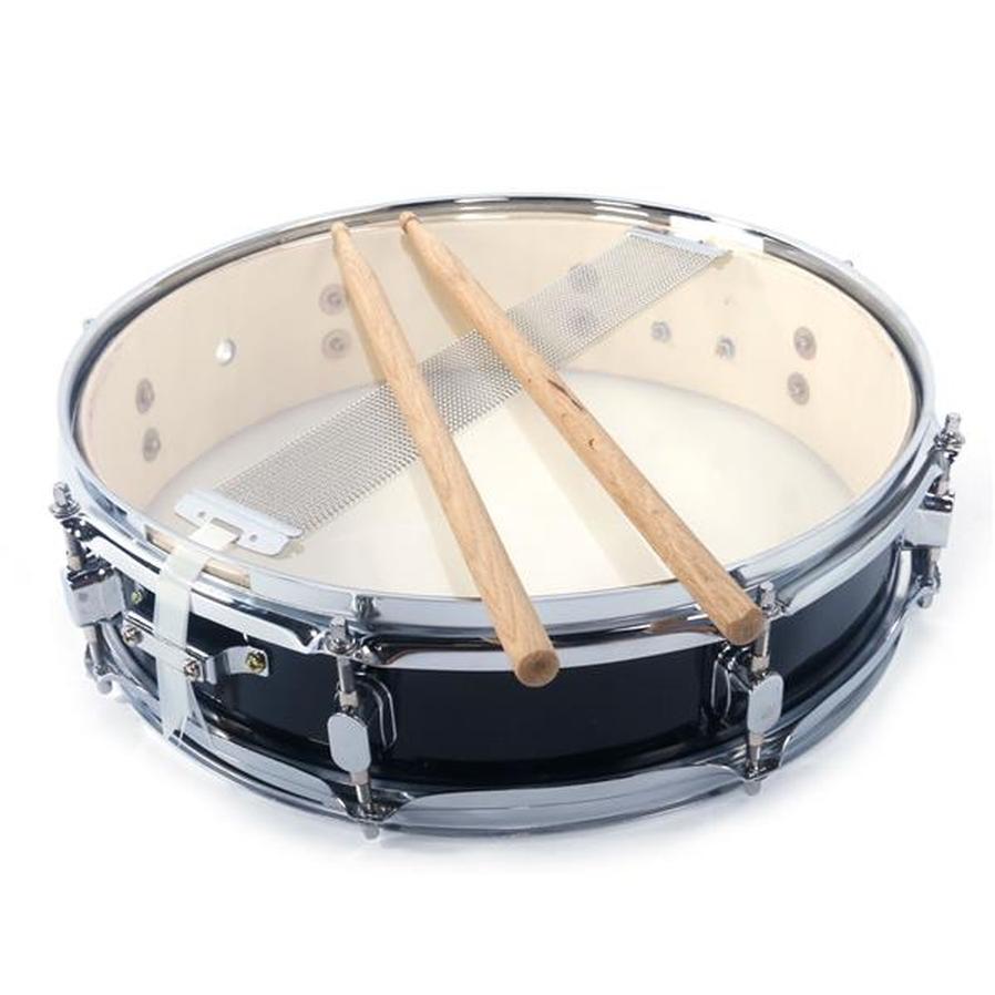 HKM-665619 13x3.5 Inch Black Snare Drum Set with Drum Stick, Key, and Strap