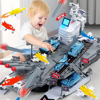 HKM-665619 Multifunctional Storage Aircraft Carrier Diecast Vehicle Set with DIY Assembly for Kids, Ages 3+