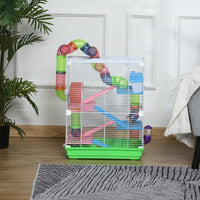 HKM-6656573 5-Tier Hamster Cage with Exercise Wheel, Tunnels, and Portable Design