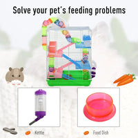 HKM-6656573 5-Tier Hamster Cage with Exercise Wheel, Tunnels, and Portable Design