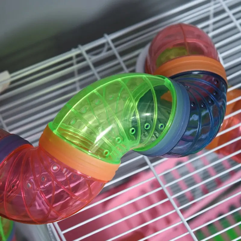 HKM-6656573 5-Tier Hamster Cage with Exercise Wheel, Tunnels, and Portable Design