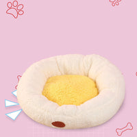 HKM-6656957 Cozy White Lamb Cashmere Egg Yolk Nest Pet Bed - 55x20cm