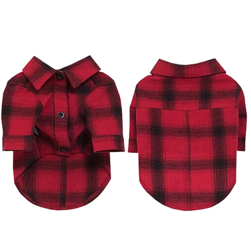 HKM-6657085 Stylish Cotton Pet Dog Shirt with Lattice Design - Fashionable and Simple Dog Apparel
