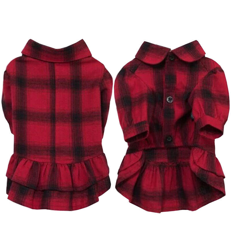 HKM-6657085 Stylish Cotton Pet Dog Shirt with Lattice Design - Fashionable and Simple Dog Apparel