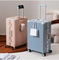 HKM-665747 Custom Logo Hard Shell Carry-On Luggage Set - 20 and 24 Inch with Smooth Rolling Wheels and Zipper Closure