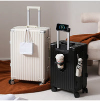 HKM-665747 Custom Logo Hard Shell Carry-On Luggage Set - 20 and 24 Inch with Smooth Rolling Wheels and Zipper Closure