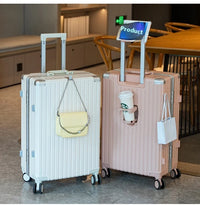 HKM-665747 Custom Logo Hard Shell Carry-On Luggage Set - 20 and 24 Inch with Smooth Rolling Wheels and Zipper Closure