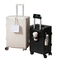 HKM-665747 Custom Logo Hard Shell Carry-On Luggage Set - 20 and 24 Inch with Smooth Rolling Wheels and Zipper Closure