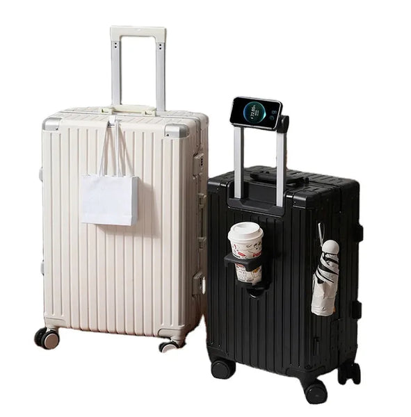HKM-665747 Custom Logo Hard Shell Carry-On Luggage Set - 20 and 24 Inch with Smooth Rolling Wheels and Zipper Closure