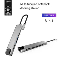 HKM-665747 Eight-in-One USB Type-C Hub Docking Station with Aluminum Alloy Design