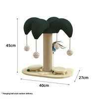 HKM-6657725 Solid Wood Cat Scratching Post with Sisal and Turntable Design for Climbing and Play