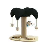 HKM-6657725 Solid Wood Cat Scratching Post with Sisal and Turntable Design for Climbing and Play