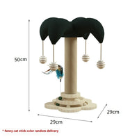 HKM-6657725 Solid Wood Cat Scratching Post with Sisal and Turntable Design for Climbing and Play