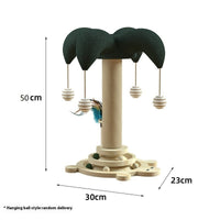 HKM-6657725 Solid Wood Cat Scratching Post with Sisal and Turntable Design for Climbing and Play