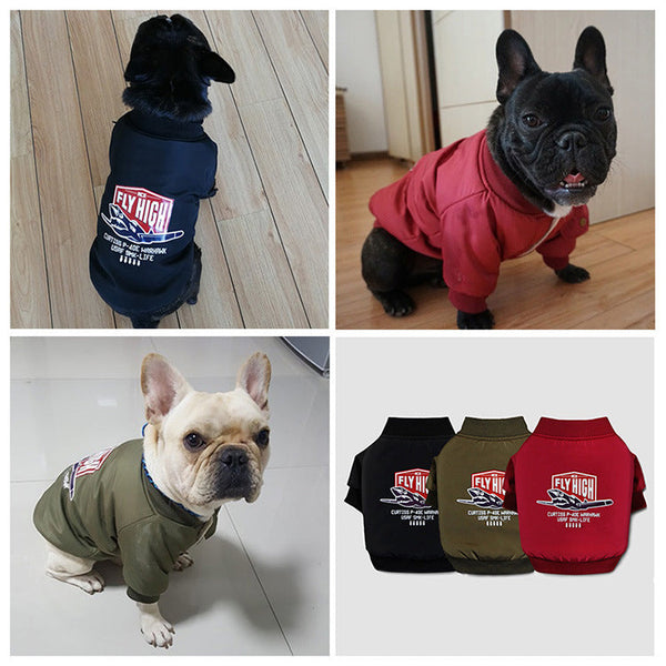 HKM-6657981 Cotton Plus Fleece Pet Sweater in Black, Red, Army Green - Casual Style with Size Options