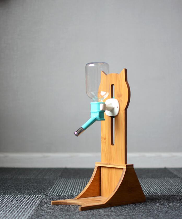 HKM-6658749 Pet Water Fountain with Bamboo and Oak Holder - 300ml Capacity, Available in 3 Colors