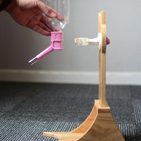 HKM-6658749 Pet Water Fountain with Bamboo and Oak Holder - 300ml Capacity, Available in 3 Colors