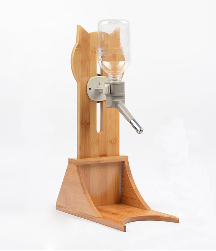 HKM-6658749 Pet Water Fountain with Bamboo and Oak Holder - 300ml Capacity, Available in 3 Colors