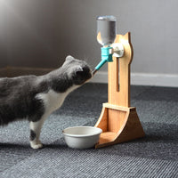 HKM-6658749 Pet Water Fountain with Bamboo and Oak Holder - 300ml Capacity, Available in 3 Colors