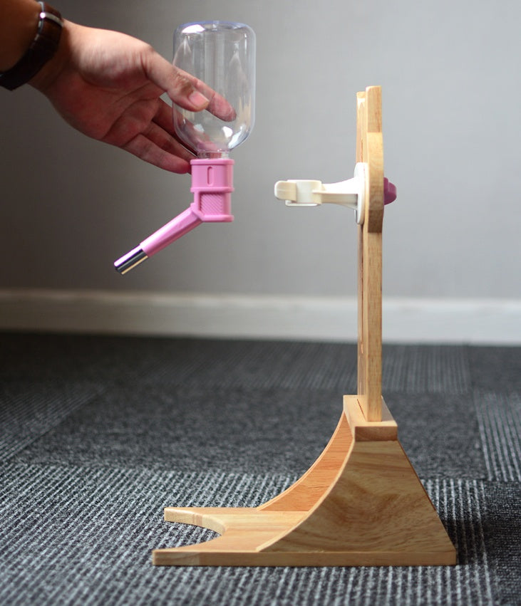 HKM-6658749 Pet Water Fountain with Bamboo and Oak Holder - 300ml Capacity, Available in 3 Colors