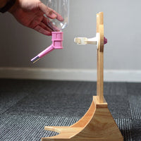 HKM-6658749 Pet Water Fountain with Bamboo and Oak Holder - 300ml Capacity, Available in 3 Colors