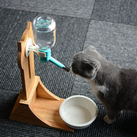 HKM-6658749 Pet Water Fountain with Bamboo and Oak Holder - 300ml Capacity, Available in 3 Colors