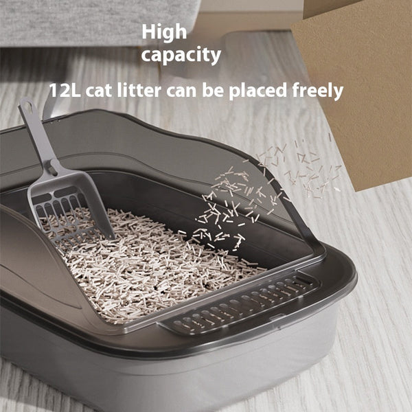 HKM-6658877 Oversized Anti-Splash Litter Box with High Fence - Extra Large Cat Toilet in Multiple Colors
