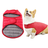 HKM-6659261 Pet Winter Clothes for Small and Medium Dogs in Reddish Gray and Dark Green, Multiple Sizes Available