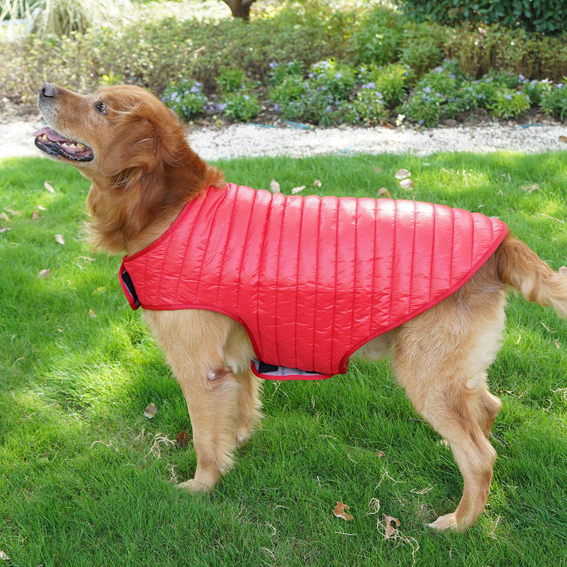 HKM-6659261 Pet Winter Clothes for Small and Medium Dogs in Reddish Gray and Dark Green, Multiple Sizes Available