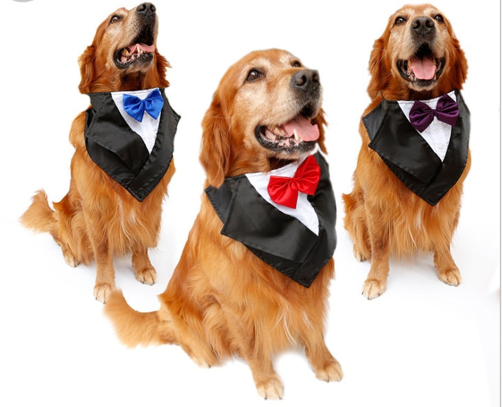 HKM-6660285 Elegant Dog Triangle Scarf for Weddings - Adjustable Neck Size 57-67cm, Waterproof Nylon & Silk Fabric