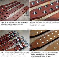 HKM-6660669 Adjustable Cowhide Dog Collar for Small and Medium Dogs - Durable Leather with Alloy Buttons, 22-55cm