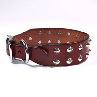 HKM-6660669 Adjustable Cowhide Dog Collar for Small and Medium Dogs - Durable Leather with Alloy Buttons, 22-55cm