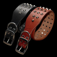 HKM-6660669 Adjustable Cowhide Dog Collar for Small and Medium Dogs - Durable Leather with Alloy Buttons, 22-55cm