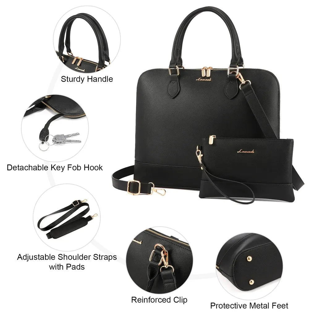 HKM-666067 Stylish 2pcs PU Tote Bags Set for Women - Large Handbag and Crossbody Purse for Daily Use and Laptop
