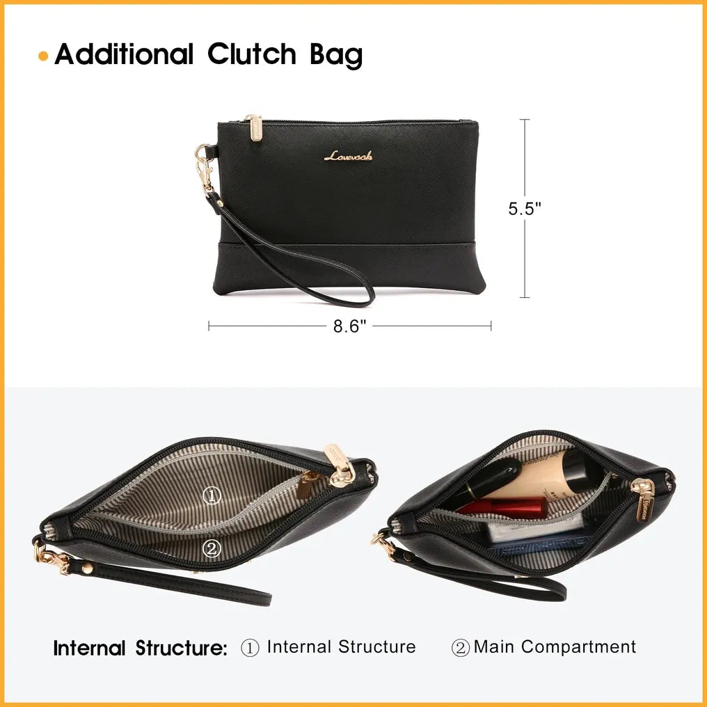 HKM-666067 Stylish 2pcs PU Tote Bags Set for Women - Large Handbag and Crossbody Purse for Daily Use and Laptop