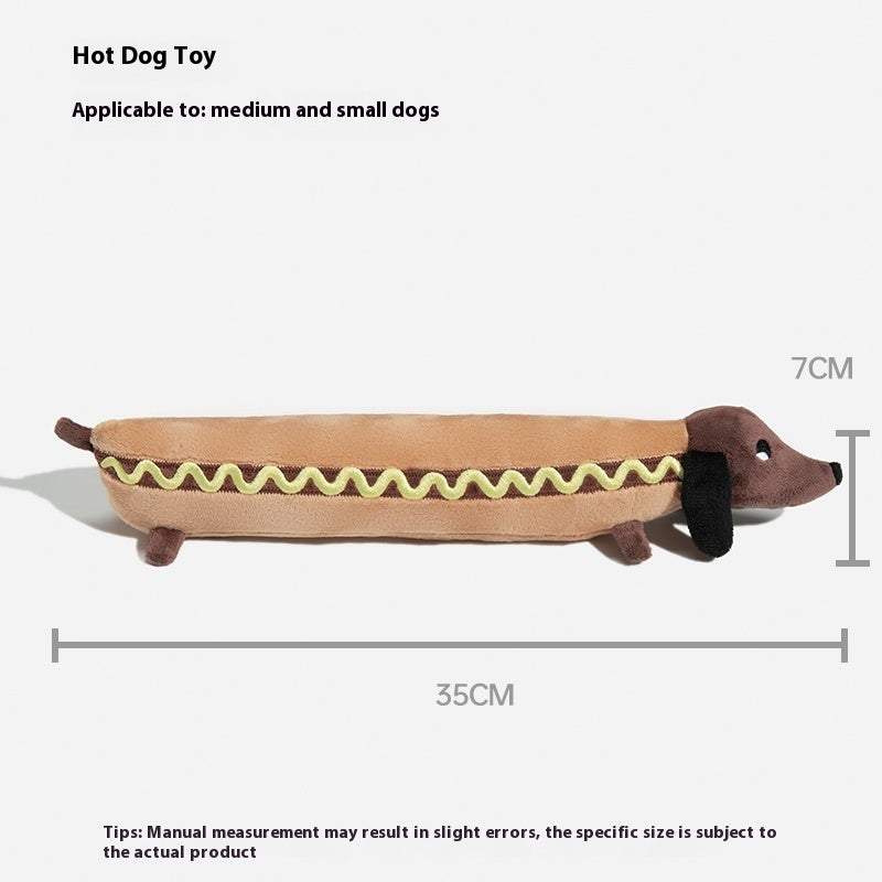 HKM-6661309 Plush Sausage Dog Toy for Stress Relief - Soft Stuffy Puppy Pet Toy