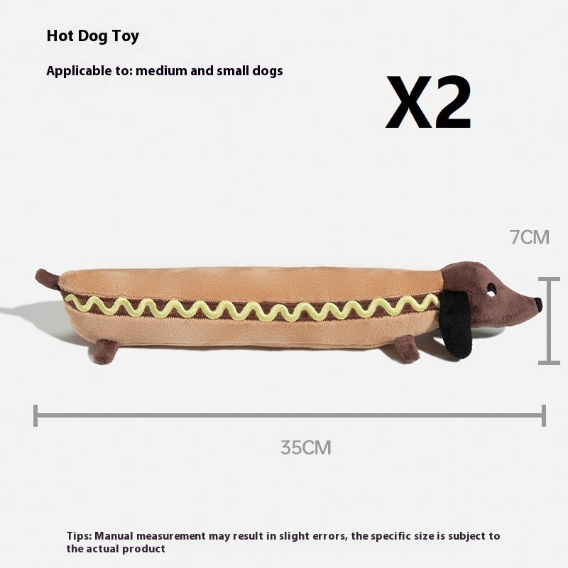 HKM-6661309 Plush Sausage Dog Toy for Stress Relief - Soft Stuffy Puppy Pet Toy